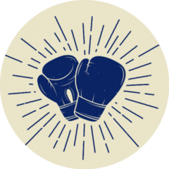 Boxing Gloves In Vintage Style Blue Sticker