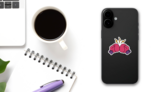 Boxing Gloves Punch Cartoon Art Sticker on a Phone (New) example