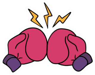 Boxing Gloves Punch Cartoon Art Sticker