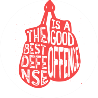 Boxing Typography, the Best Defense Is A Good Offence Sticker