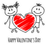 Boy And Girl With Big Heart Cartoon Happy Valentines Day Sticker