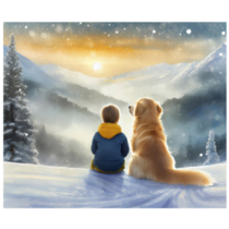 Boy & Golden Retriever Sticker