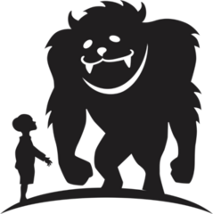 Boy Meeting Bigfoot Silhouette Sticker
