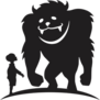 Boy Meeting Bigfoot Silhouette Sticker