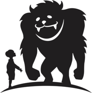 Boy Meeting Bigfoot Silhouette Sticker
