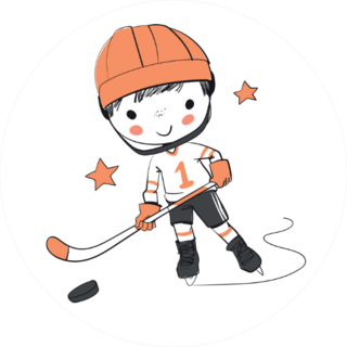 Boy Plays Hockey With Stars Sticker