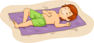 Boy Sleeping On Beach Towel Sticker