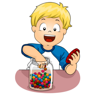 Boy Sticking His Hand In A Jar Of Candies Sticker