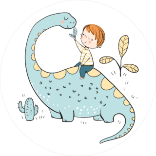 Boy With Dinosaur Sticker