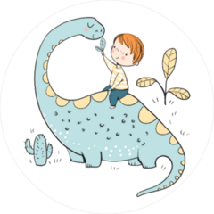 Boy With Dinosaur Sticker