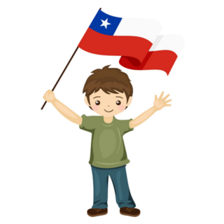 Boy With The Flag Of Chile Cartoon Sticker