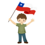 Boy With The Flag Of Chile Cartoon Sticker