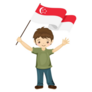 Boy With The Flag Of Singapore Sticker