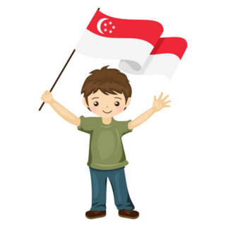 Boy With The Flag Of Singapore Sticker