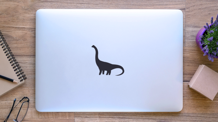 Brachiosaurus Silhouette Sticker on a Laptop (New) example
