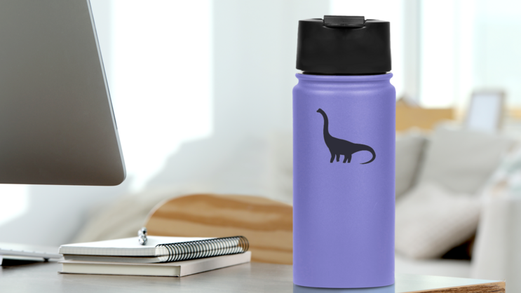 Brachiosaurus Silhouette Sticker on a Water Bottle (New) example