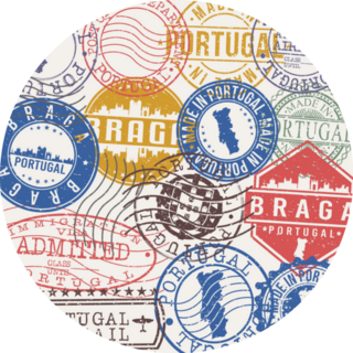 Braga, Portugal Set Of Stamps Travel Sticker