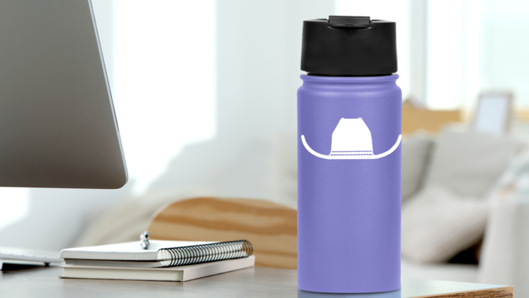 Braided Cowboy Hat Sticker on a Water Bottle (New) example