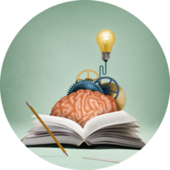 Brain In A Stack Of Books On Green Sticker