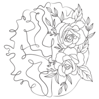 Brain Line Art Flower Brain Drawing Sticker