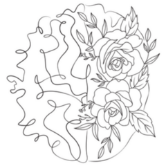 Brain Line Art Flower Brain Drawing Sticker
