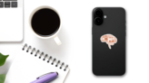 Brain Typography Art Sticker on a Phone (New) example
