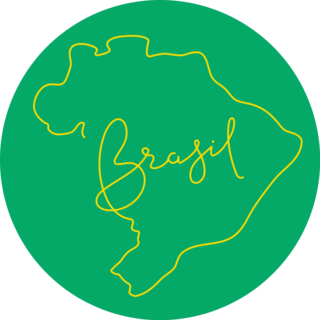 Brasil Map Line Drawing In Green Sticker