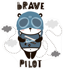 Brave Pilot Baby Panda Sticker
