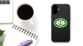 Brazil Br Flag Oval Sticker on a Phone (New) example