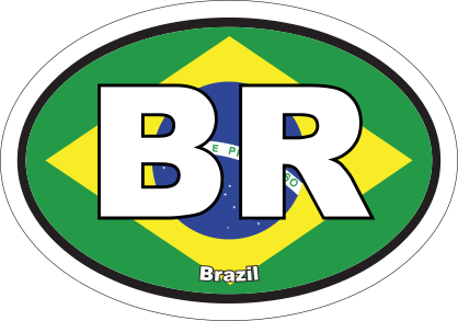 Brazil Br Flag Oval Sticker