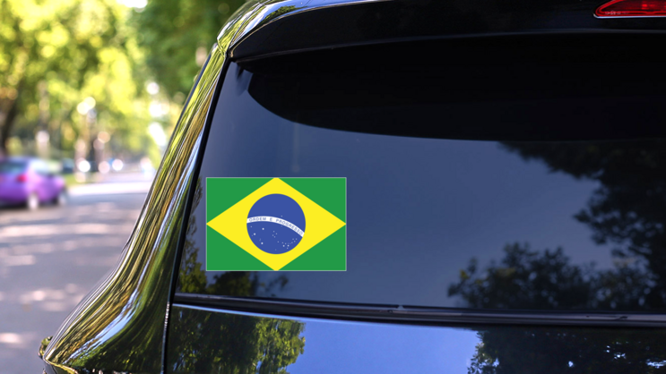 Brazil Flag Sticker on a Rear Car Window (New) example