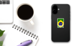 Brazil Flag With The Countrys Initials Sticker on a Phone (New) example