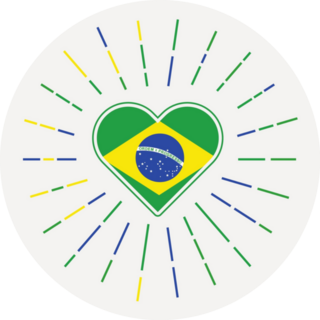 Brazil Heart With Flag Of The Country Sunburst Sticker