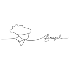 Brazil Lettering Country Silhouette One Line Sticker