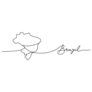 Brazil Lettering Country Silhouette One Line Sticker