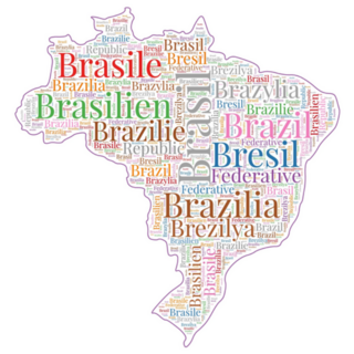 Brazil Shape Filled With Country Names Sticker 