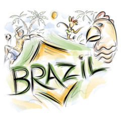 Brazil Sketch, Brazilian Watercolor Sticker