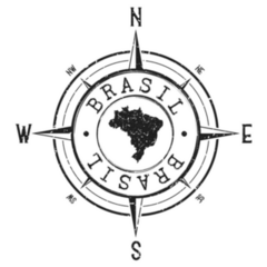 Brazil Stamp Map Compass Sticker