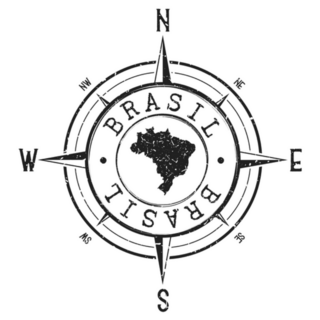 Brazil Stamp Map Compass Sticker