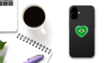 Brazilian Heart Illustration Sticker on a Phone (New) example