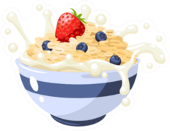 Breakfast Granola Cereal With Berries And Milk Sticker