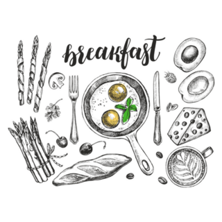 Breakfast Set Detailed Illustration Sticker 