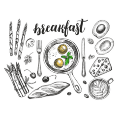 Breakfast Set Detailed Illustration Sticker 