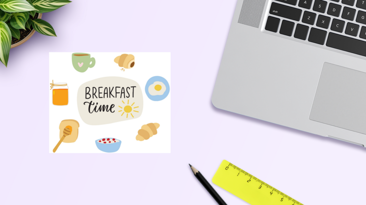 Breakfast Time Sticker Sheet on a Desk (New) example