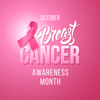 Breast Cancer Awareness Background With Pink Ribbon Sticker