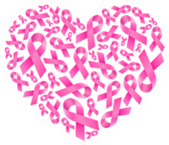 Breast Cancer Awareness Ribbon In A Heart Sticker