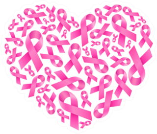 Breast Cancer Awareness Ribbon In A Heart Sticker