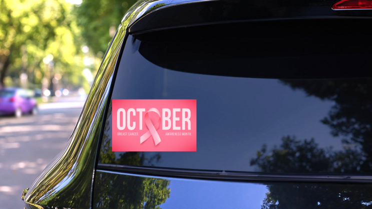 Breast Cancer October Sticker on a Rear Car Window (New) example