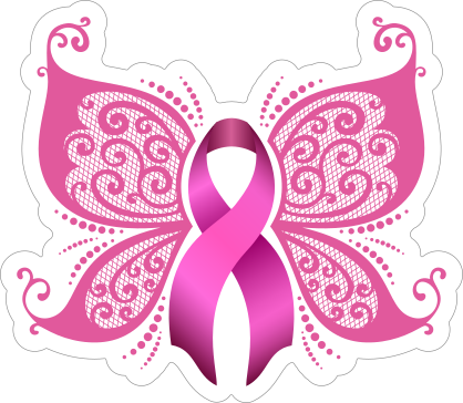 Breast Cancer Ribbon Butterfly Sticker