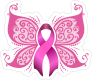 Breast Cancer Ribbon Butterfly Sticker